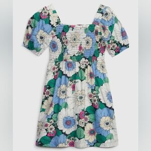 Floral Kids Dress with Blue and Pink Accents